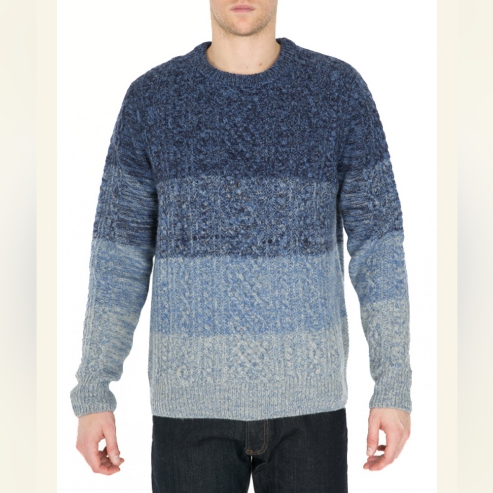 Barque Gradient Wool Sweater Blue Ombré Size Medium